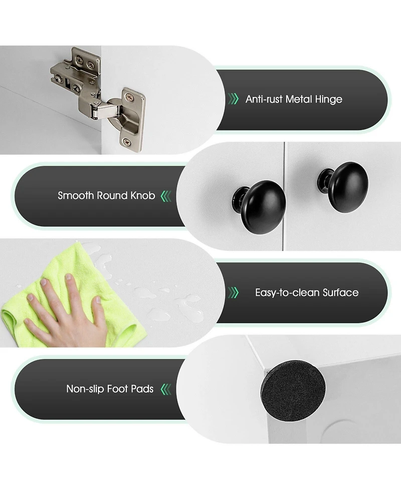 2 Door Storage Base Cabinet with 3-Tier Shelf