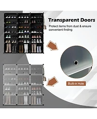 12-Cube 48 Pairs Portable Shoe Shelves with Hook
