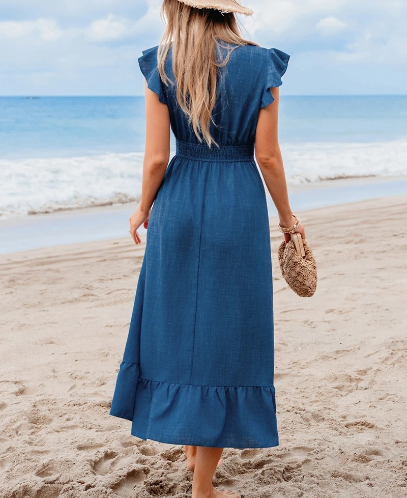 Cupshe Women's Country Charm Blue Midi Beach Dress