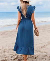Cupshe Women's Country Charm Blue Midi Beach Dress