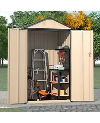 6x4 Ft Outdoor Storage Shed, Steel Metal Lockable Garden Shed, Tiny House, Utility Shed, Lean-to Shed & Outdoor Storage