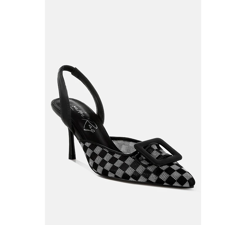 Freya Mesh Checkered Pointy Stiletto Heels