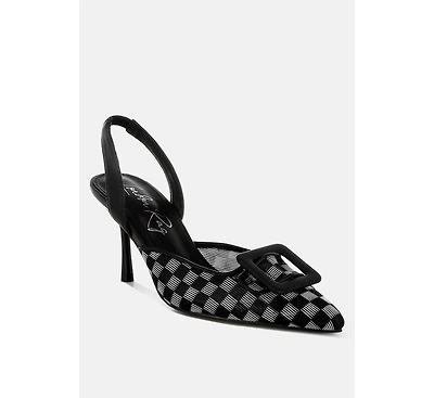 Freya Mesh Checkered Pointy Stiletto Heels