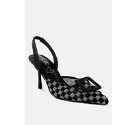 Freya Mesh Checkered Pointy Stiletto Heels