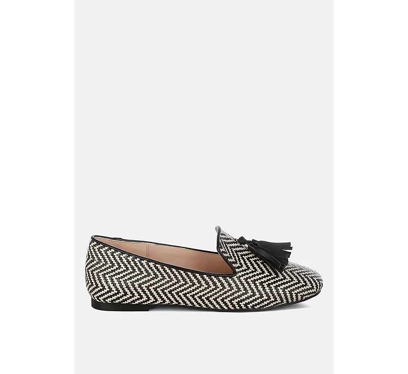 Dara Raffia Tassels Detail Loafers