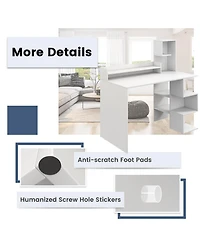 Modern Computer Desk with Storage Bookshelf and Hutch for Home Office