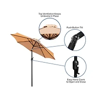 Bali 9' Round Uv Resistant Outdoor Patio Umbrella With Height Lever And 33° Push Button Tilt
