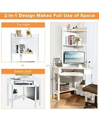 Corner Computer Desk with Hutch and Storage Shelves