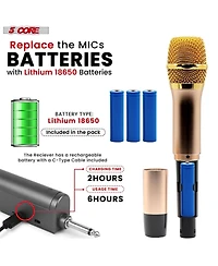 5 Core Wireless Microphones Pair Uhf Professional Handheld Microfonos Inalambricos Dual Cordless Mic System for Karaoke Singing Wedding Dj Party Speec