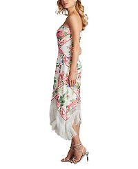 Tadashi Shoji Women's Brette Floral Print Tassel Fringe Midi Dress