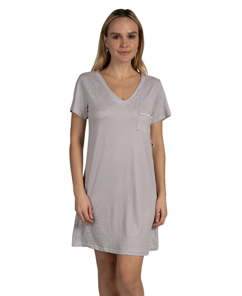 Tahari Women's 2-Pack V-Neck Short Sleeve Nightshirts
