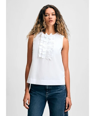Isaac Mizrahi Women's Sleeveless Ruffle Cotton Tank