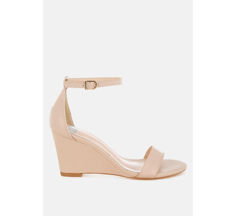 Pobora Genuine Leather Slim Wedge Heel Sandals