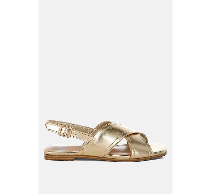 Kanon Metallic Pleather Criss-Cross Flats