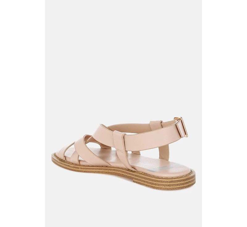 Kapaka Real Leather Flat Gladiator Sandals