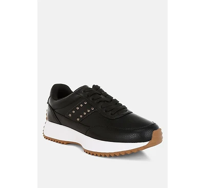 Athion Studded Real Leather Sneakers