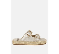 Miova Metallic Buckle Detail Espadrille Flatforms