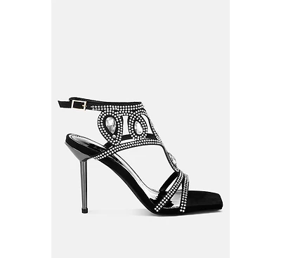 Fialka Diamante & Rhinestones Stiletto Sandals