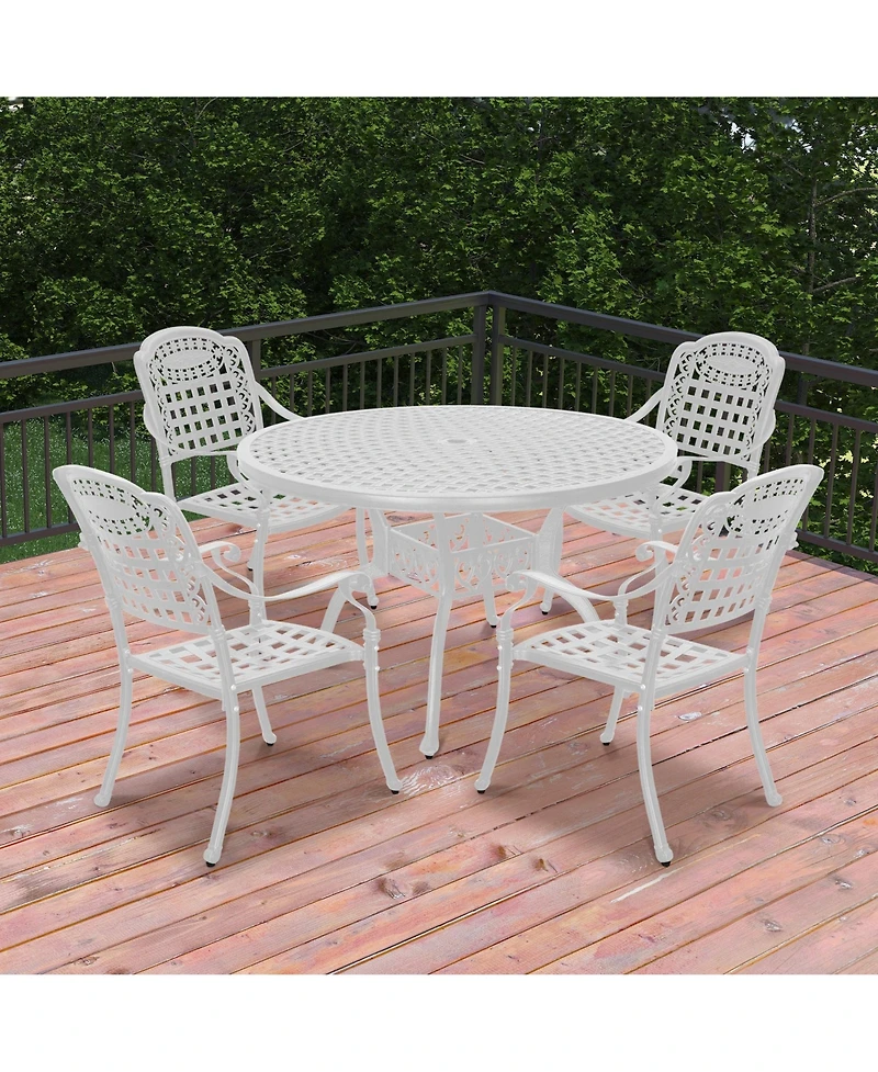 Mondawe Outdoor Cast Aluminum Dining Armchair