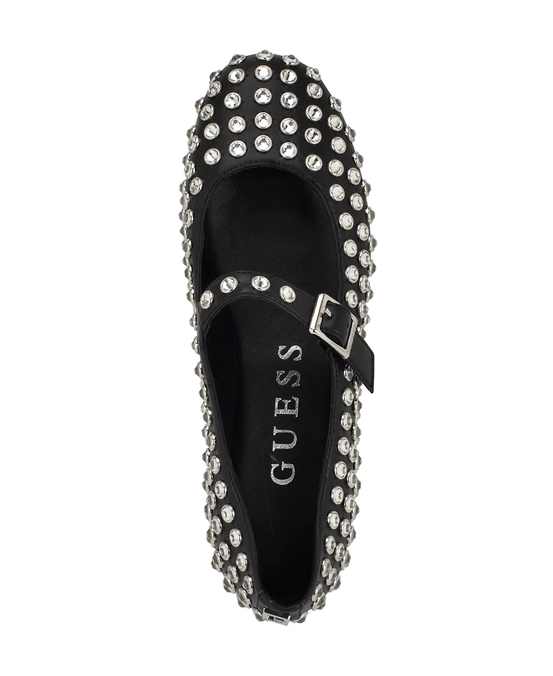 Guess Women's Kalidal Rhinestone Mary Jane Ballet Flats
