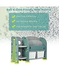 Kids Toy Storage Organizer with 2-Tier Bookshelf and Plastic Bins
