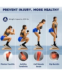 Joroto Wooden Slant Board for Calf Stretching Squats Calf Stretcher Pilates Physical Therapy Equipment Adjustable Incline Board for Knees Ankle Heel F