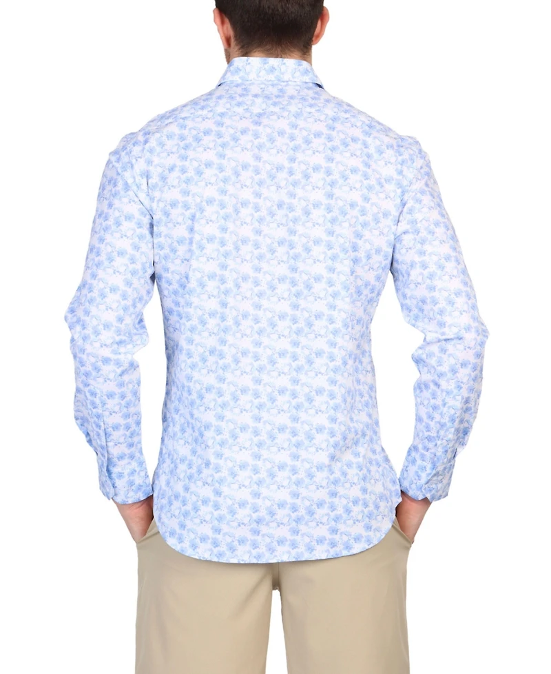 Tailorbyrd Men's Abstract Wildflower Print Long Sleeve Shirt