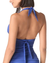 Carmen Marc Valvo Women's Halter Plunging-Neck Tankini Top