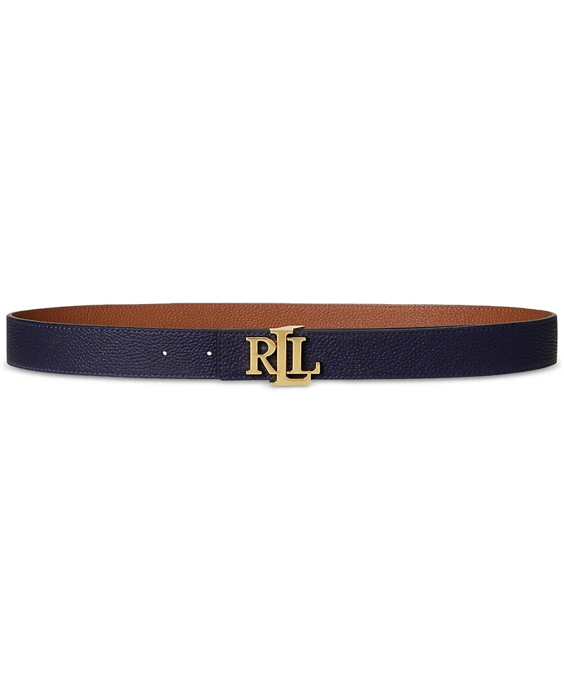 Lauren Ralph Logo Reversible Pebbled Leather Belt