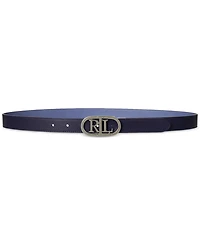 Lauren Ralph Oval-Logo Reversible Leather Skinny Belt