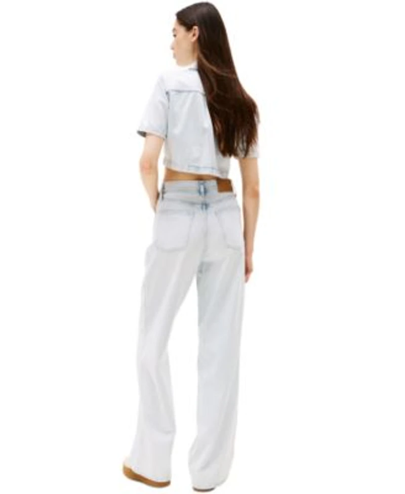 Tommy Jeans Womens Cropped Denim Shirt Wide Leg Jeans