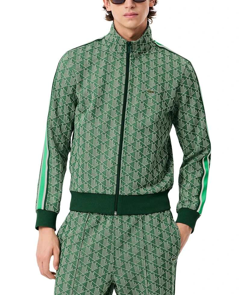 Lacoste Men's Zip-Front Pattern Blocked Sweatshirt