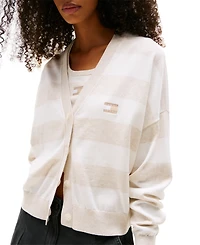 Tommy Jeans Women's Cotton Relaxed-Fit Striped Cardigan
