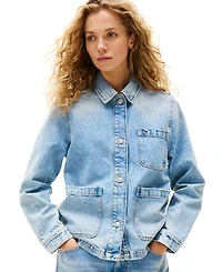 Tommy Jeans Women's Cotton Faded-Denim Trucker Jacket