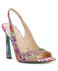 Betsey Johnson Women's Mina Rhinestone Peep Toe Evening Sandals