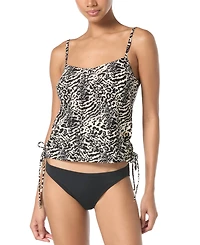 Michael Michael Kors Women's Printed Side-Ruched Tankini Top