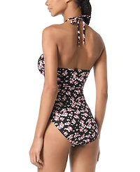Michael Kors Women's Printed Bandeau Cut Out One-Piece Swimsuit