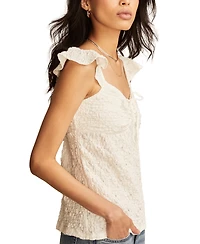 Lucky Brand Women's Textured Ruffle-Sleeve Babydoll Top