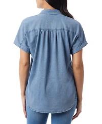 Gloria Vanderbilt Women's Daisy Drop-Hem Button Shirt