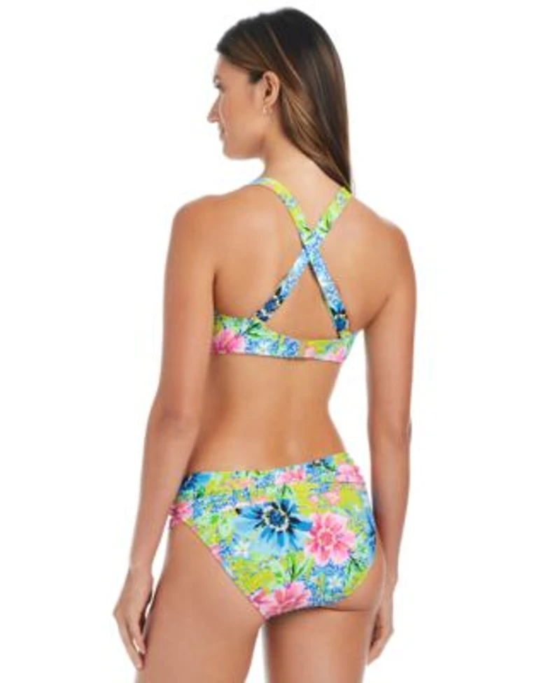 Bleu By Rod Beattie Womens Lets Get Away Printed Underwire Bikini Top Sarong Hipster Bikini Bottoms
