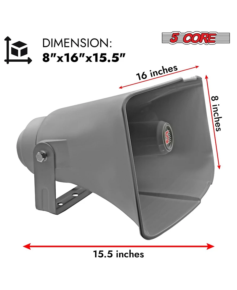5 Core Pa Horn Speaker Outdoor 8x16" Siren Loudpeaker • 40W Rms Loud Megaphone Driver Horn - Suh-400 1Pc