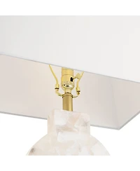Possini Euro Design Mavi 25 1/2" High Round Modern Table Lamp White Finish Alabaster Marble Stone Living Room (Colors May Vary)