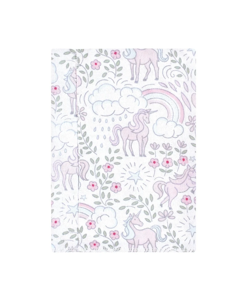 Hudson Baby Girls Gentle Cotton-Blend Flannel Burp Cloths Value Set