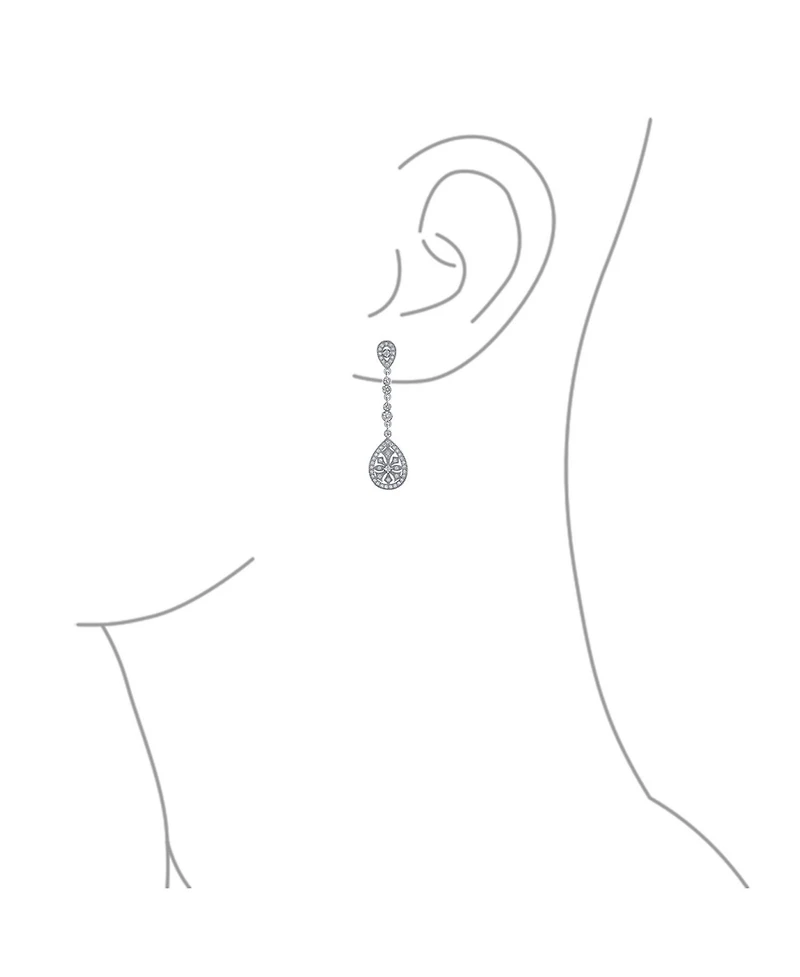 Bling Jewelry Art Deco Cz Teardrop Dangle Chandelier Earrings in Gold Silver Plate