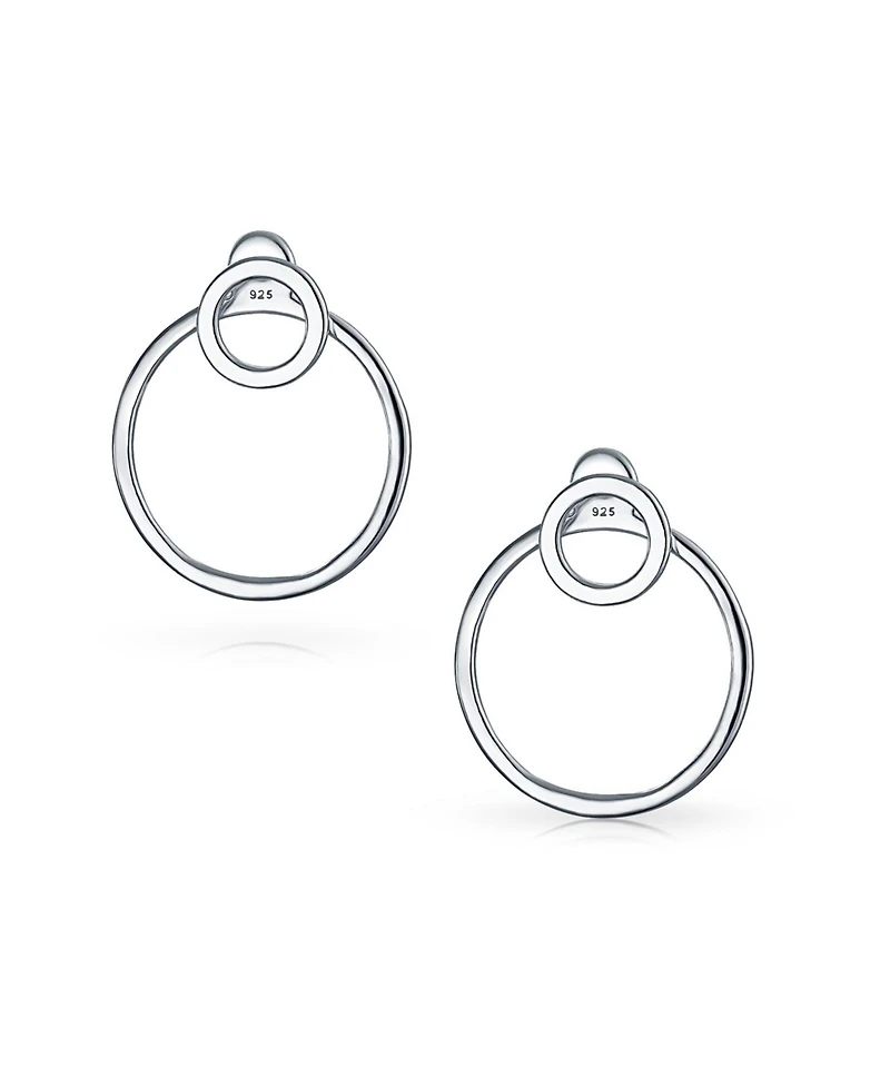 Bling Jewelry Minimalist Geometric Hoop Huggie Earrings Sterling Silver 1.75 Inch Diameter