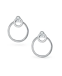 Bling Jewelry Minimalist Geometric Hoop Huggie Earrings Sterling Silver 1.75 Inch Diameter
