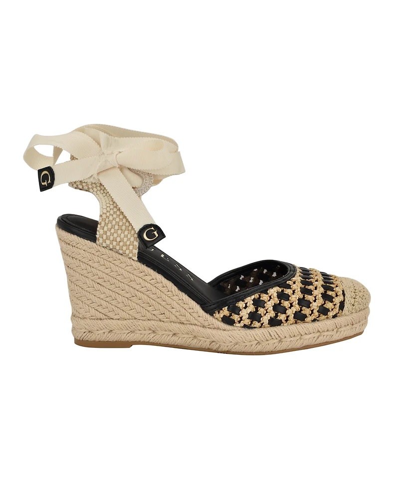 Guess Women's Cylenam Ankle Wrap Espadrille Wedge Sandals