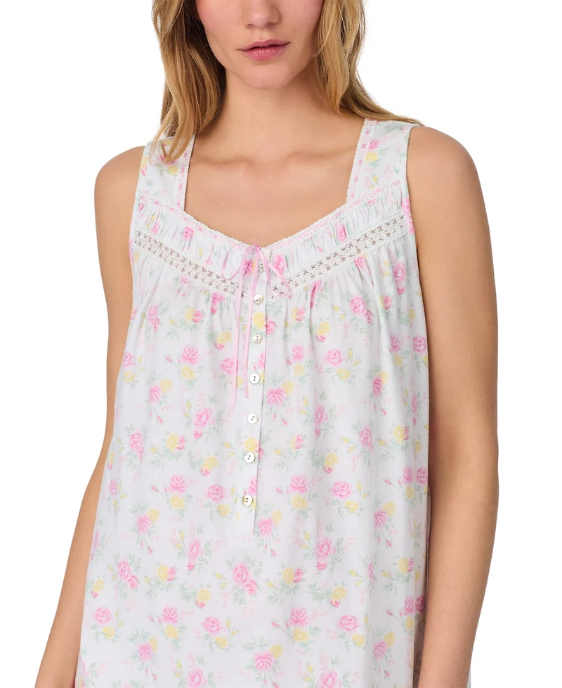Eileen West Women's Cotton Sleeveless Floral Nightgown