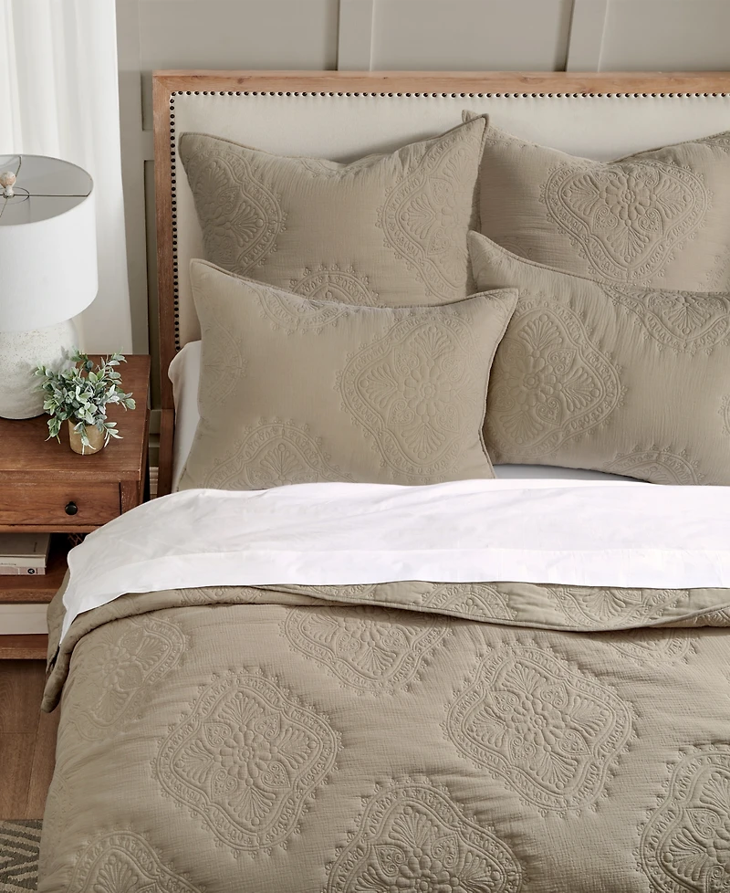 Levtex Muslin Stitch Stitching 3-Pc. Quilt Set, Full/Queen