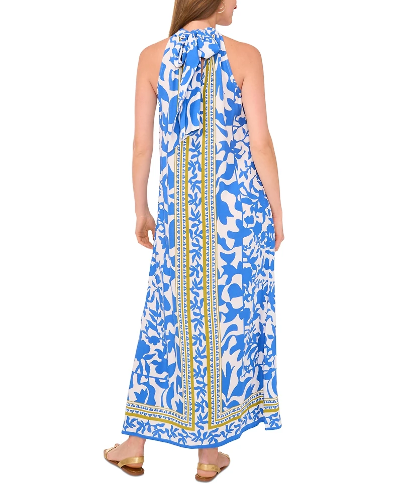 Vince Camuto Women's Border-Print Sleeveless Halter Maxi Dress